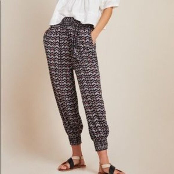 Anthropologie Abstract Printed Pull On Harem Boho High Waist Viscose Jogger Sz S - Picture 1 of 5